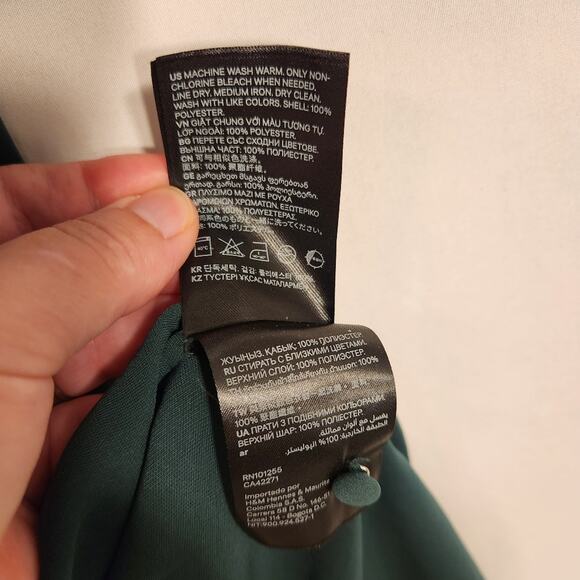 H&M Green High Neck Unlined Pin Tuck Gremlincore Goblincore Twee Womens 2 NEW - Picture 6 of 12